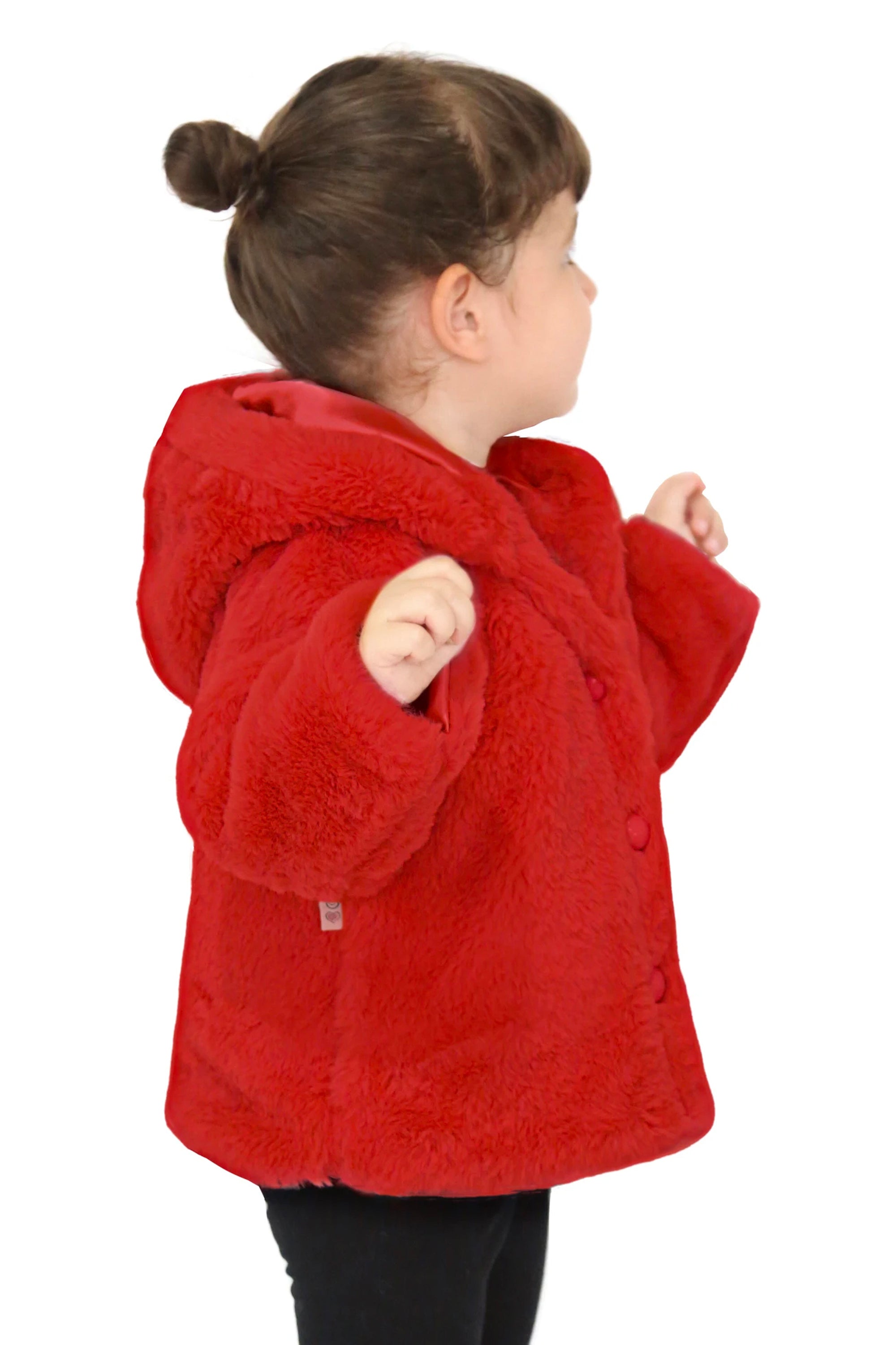 Girls puffy and cozy hooded cardigan sweater with 4 buttons; perfect for Christmas gift ideas