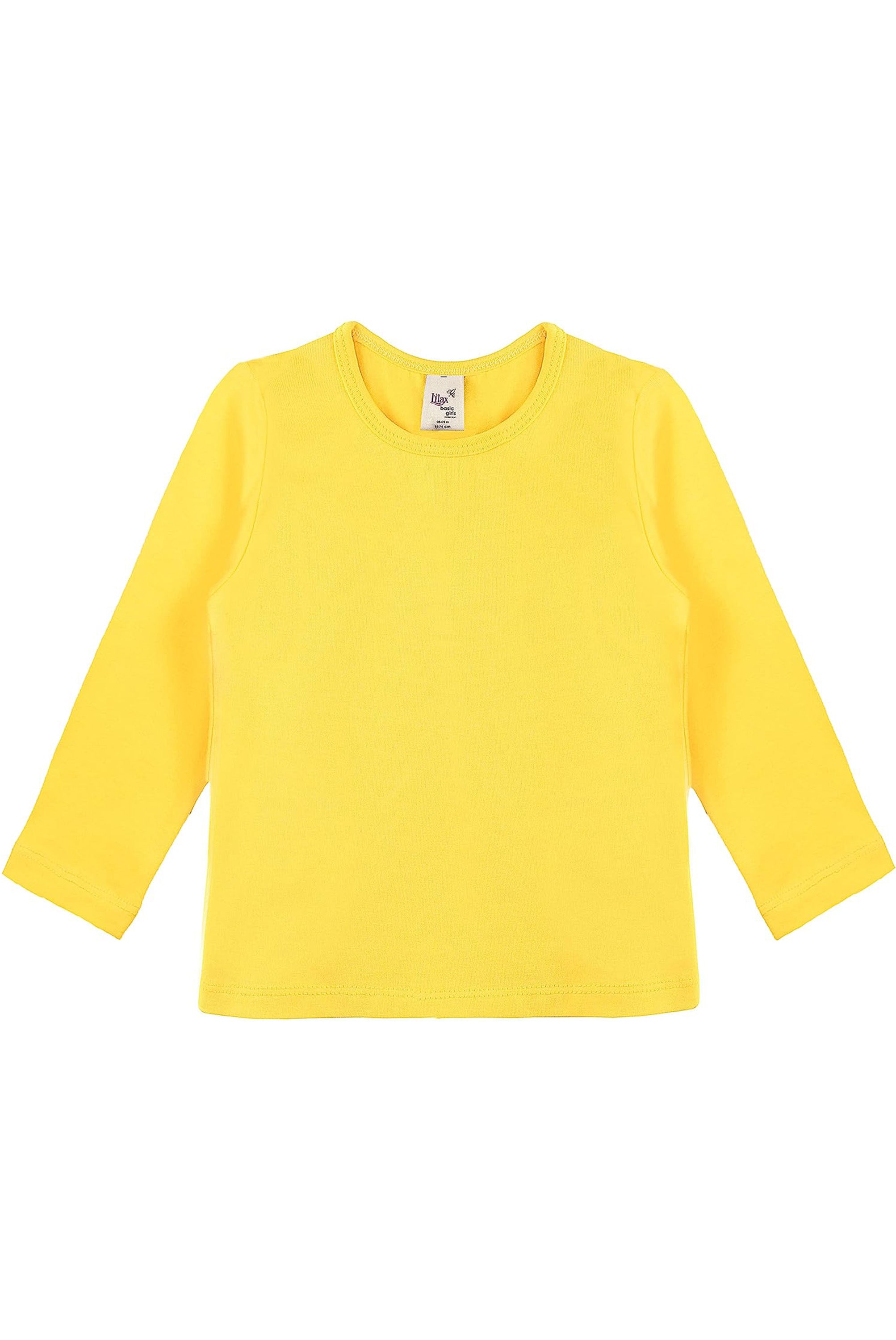 Girls' Basic Crewneck Long Sleeve Cotton T-Shirt / 11-12 Years LILAX