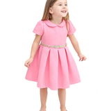 Girls Patterned Shimmer Belt Dress