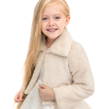 Girls Buttoned Oversize Collared Bolero Shrug