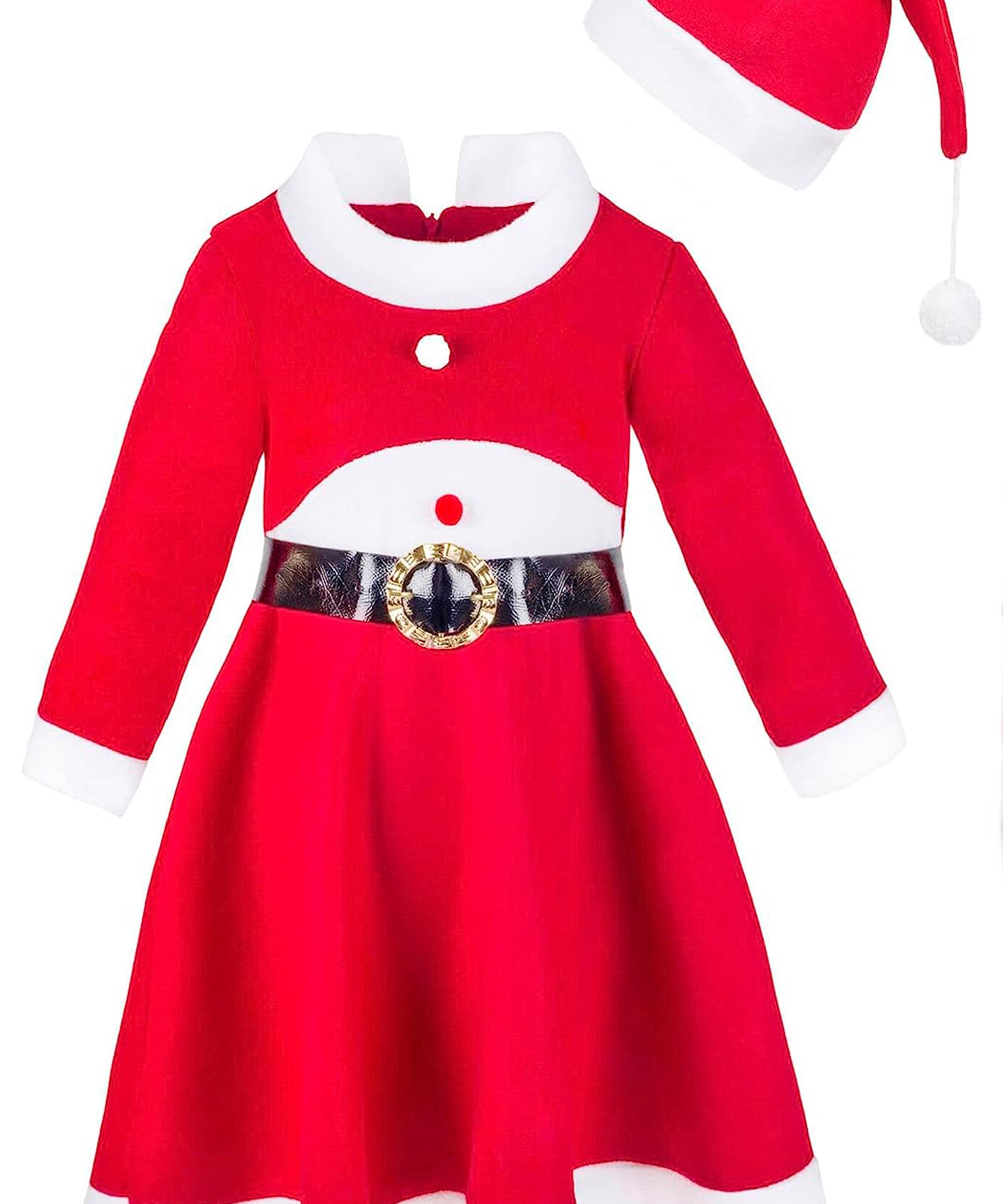 Girls santa claus dress with hat and black belt; perfect for baby girl clothes & christmas gift ideas  