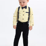 Boys cotton suit with shirt, pants and suspender set; perfect for baby boy clothes & christmas gift ideas  