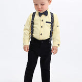 Boys cotton suit with shirt, pants and suspender set; perfect for baby boy clothes & christmas gift ideas  