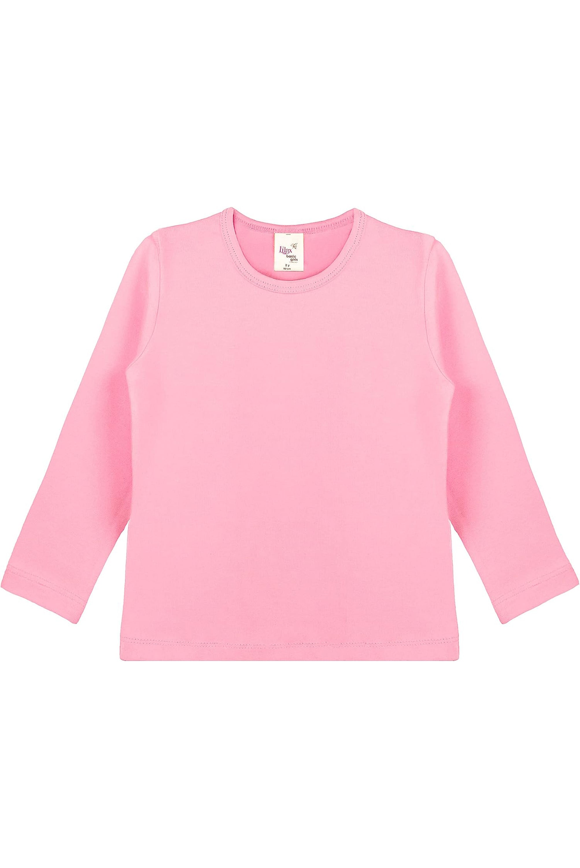 Girls' Basic Crewneck Long Sleeve Cotton T-Shirt / 11-12 Years LILAX