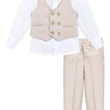 Boys 4 piece tuxedo suit with shirt, pants, vest and bow tie; perfect for baby boy clothes & christmas gift ideas  