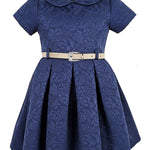 Little Girls' Occasion Dress with Shimmer Belt Flocked LILAX