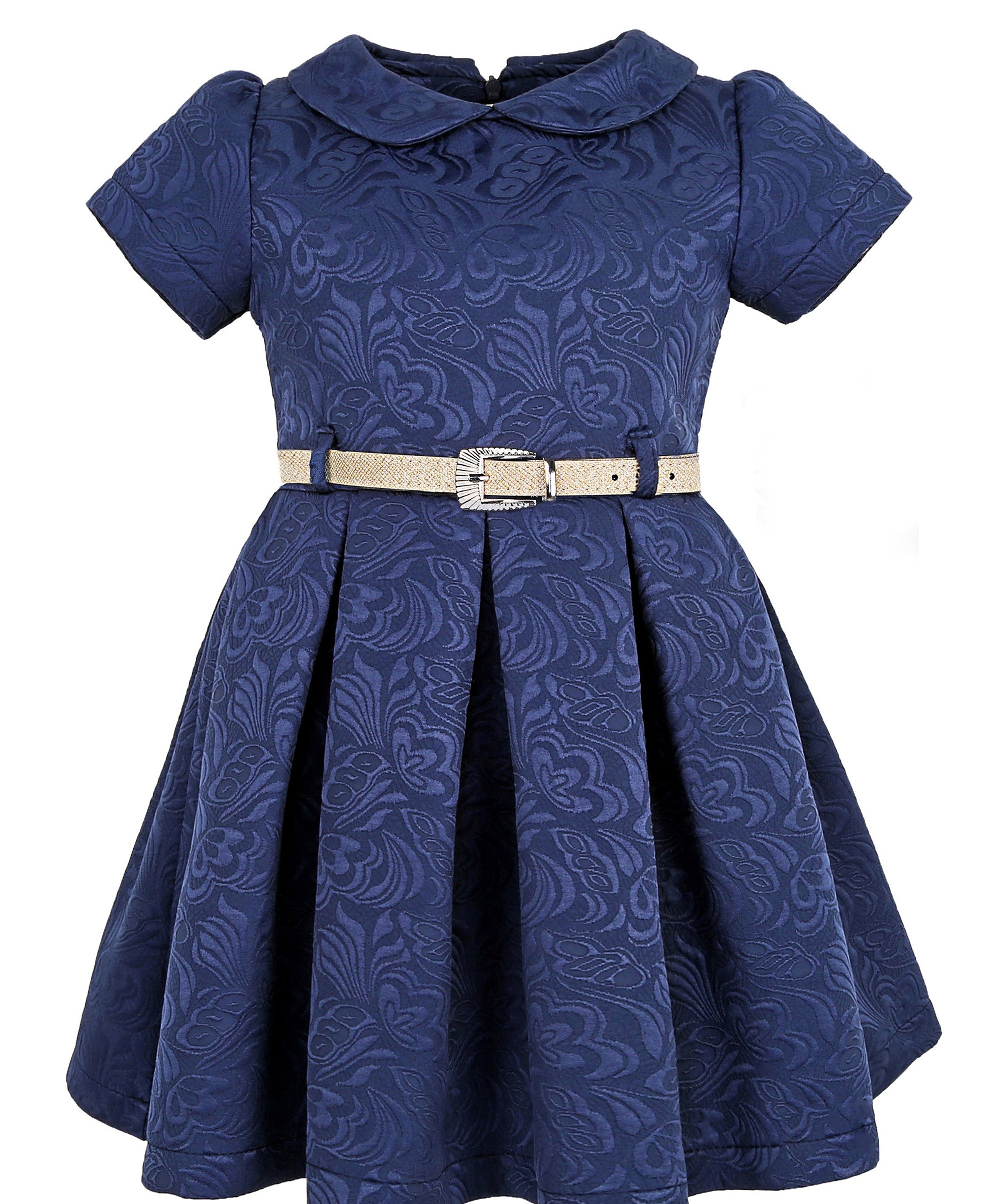 Girls collared short sleeve dress with belt; perfect for christmas gift ideas