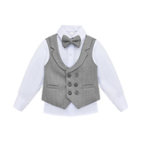 Boys 4-Piece Slim Fit Textured Suit Set With Notched Lapels