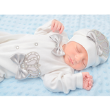 Newborn 3-Piece Cotton Jeweled Crown Layette Set