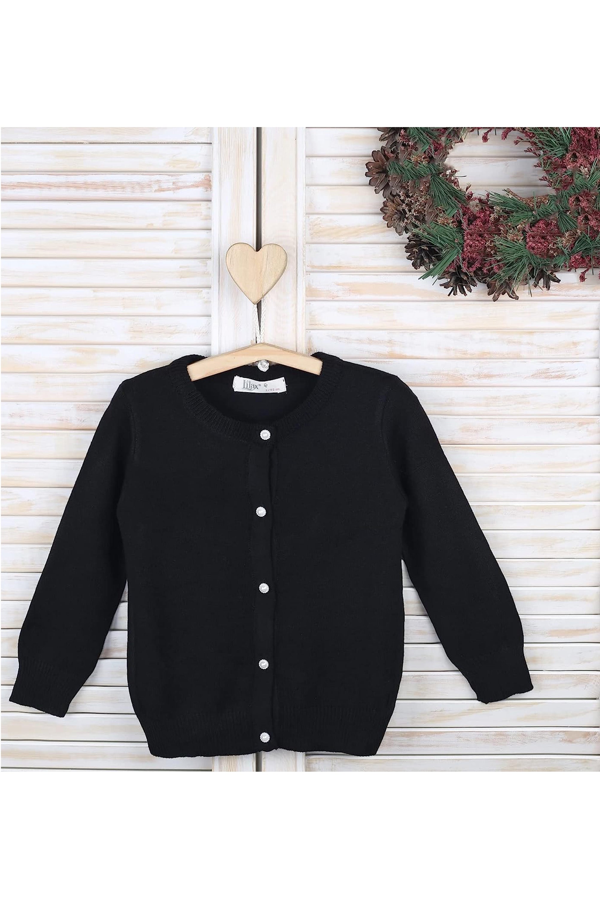 Girls' Classic Knit Cardigan Long Sleeve Button Closure Sweater 2 Years to 12 Years LILAX