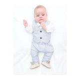 Baby Boy's Gentelman Outfit - Bodysuit Shirt, Vest, Comfy Pants 3-Piece Suit Set