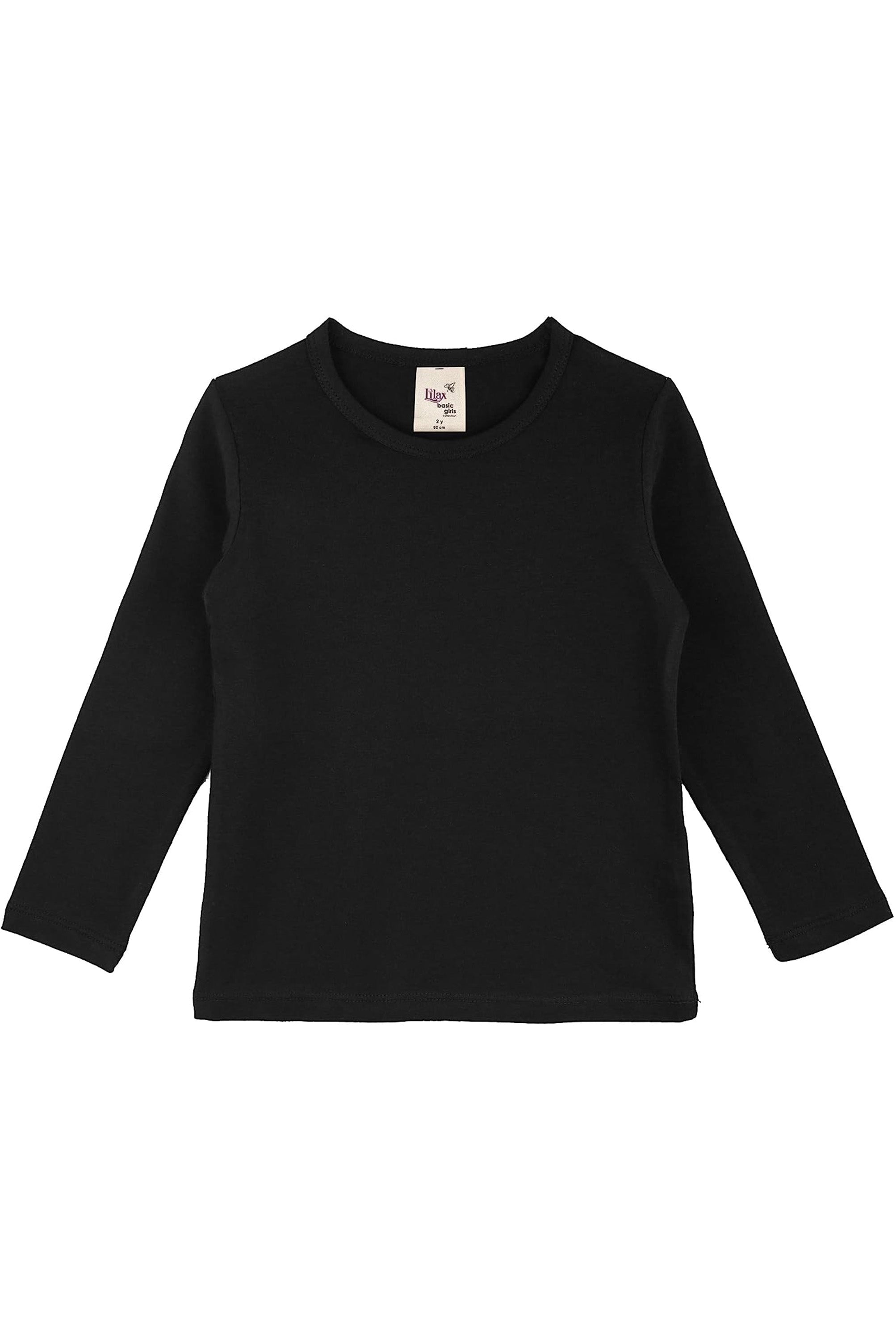 Girls' Basic Crewneck Long Sleeve Cotton T-Shirt / 11-12 Years LILAX