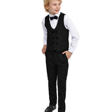 Boys 4-Piece Slim Fit Textured Suit Set With Notched Lapels