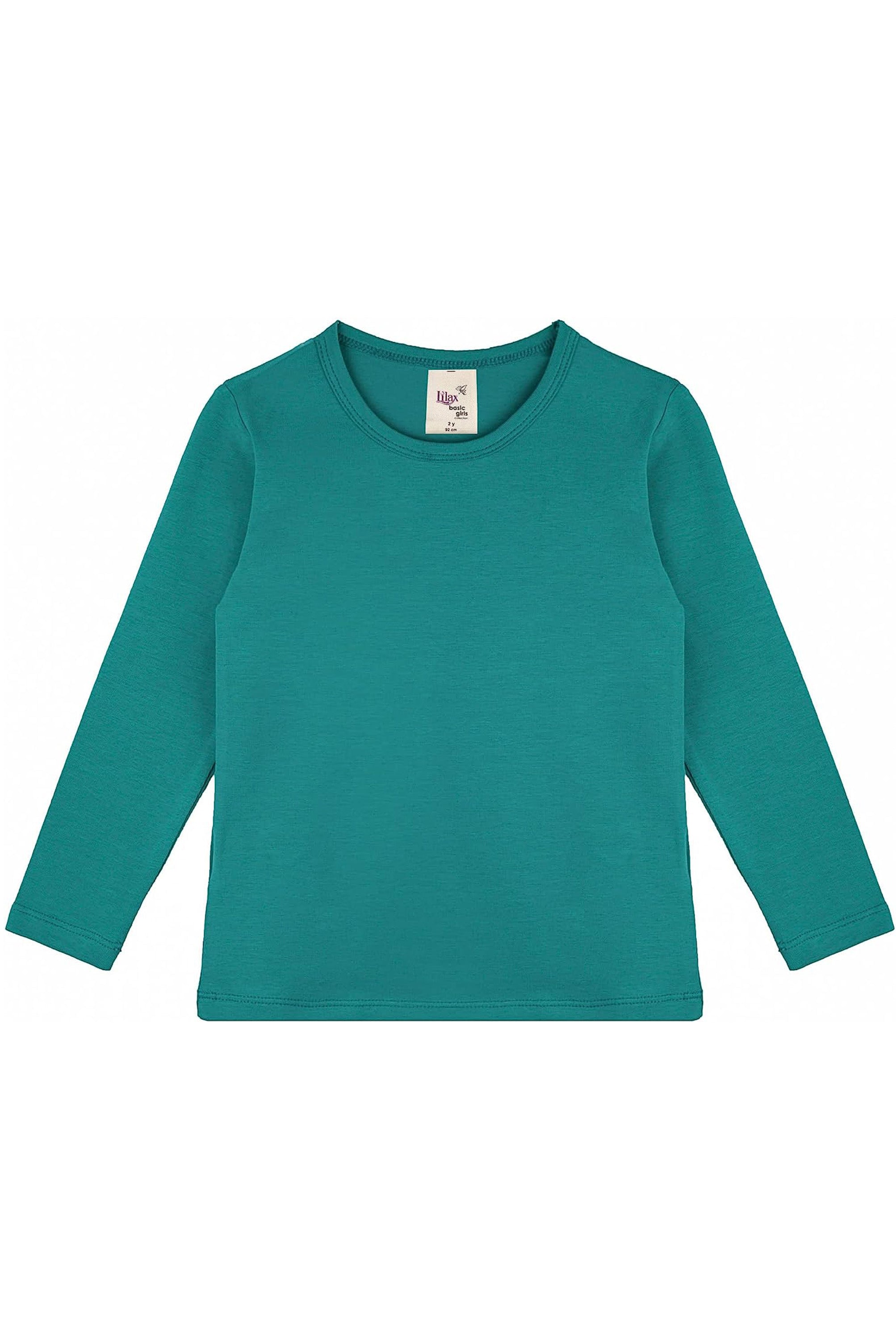 Girls' Basic Crewneck Long Sleeve Cotton T-Shirt / 11-12 Years LILAX