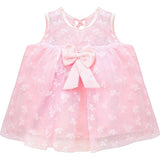 Baby girl tulle-skirt dress bow details; for baby girl clothes & christmas gift ideas