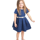 Girls Patterned Shimmer Belt Dress