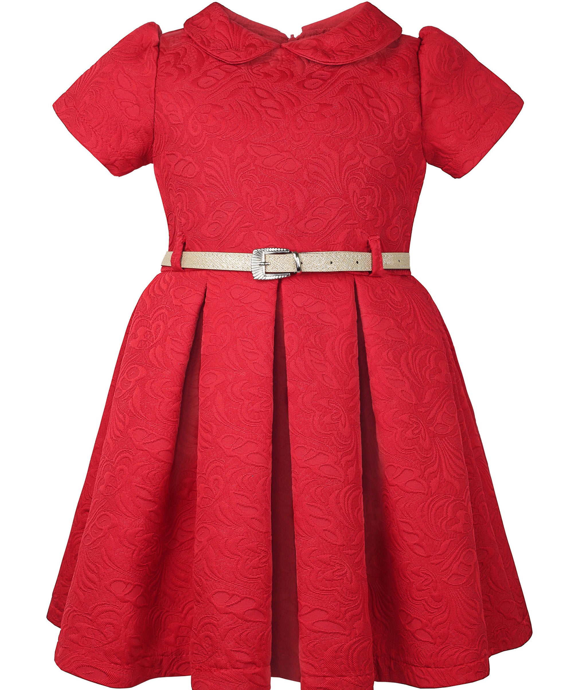 Girls collared short sleeve dress with belt; perfect for christmas gift ideas