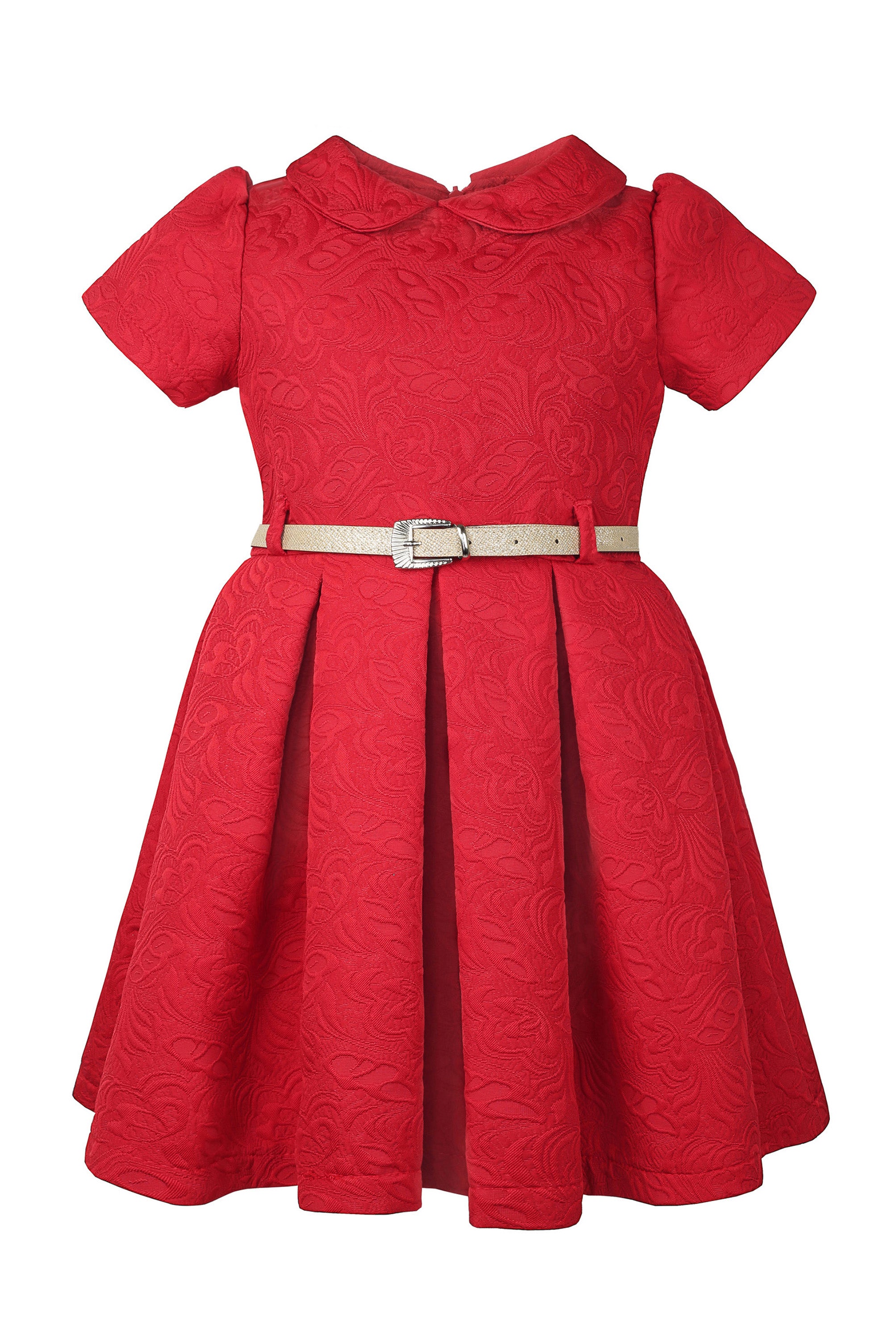 Girls collared short sleeve dress with belt; perfect for christmas gift ideas