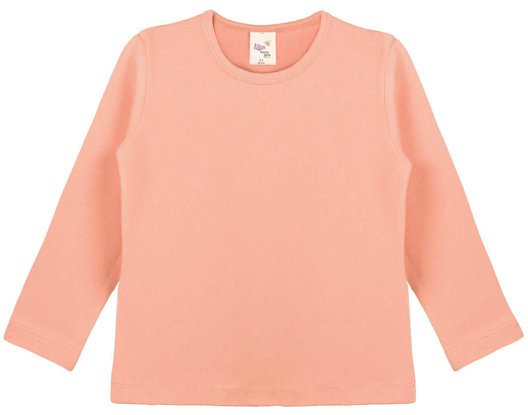 Girls' Basic Crewneck Long Sleeve Cotton T-Shirt  / 5 to 7 Years lilax