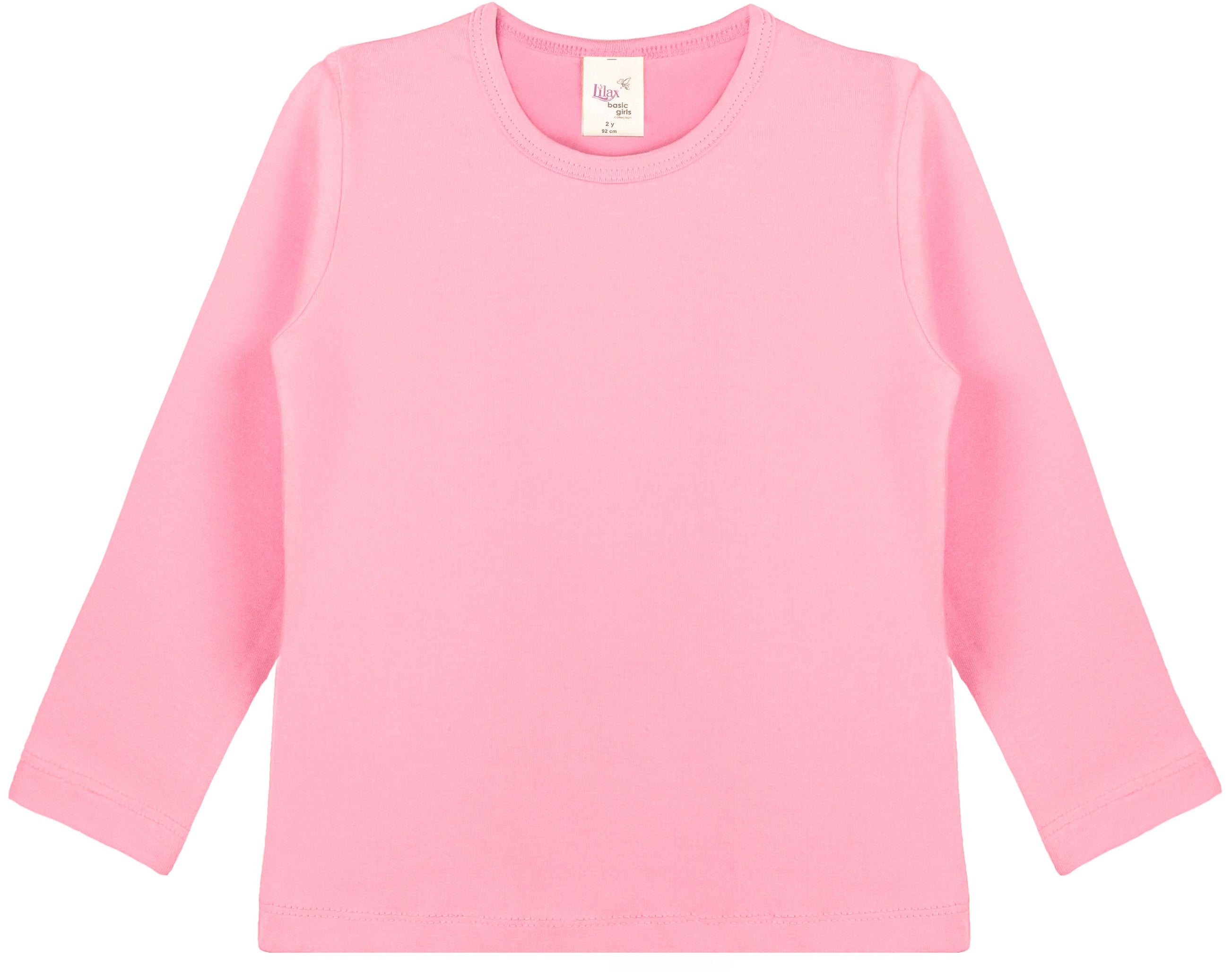 Girls' Basic Crewneck Long Sleeve Cotton T-Shirt  / 5 to 7 Years lilax