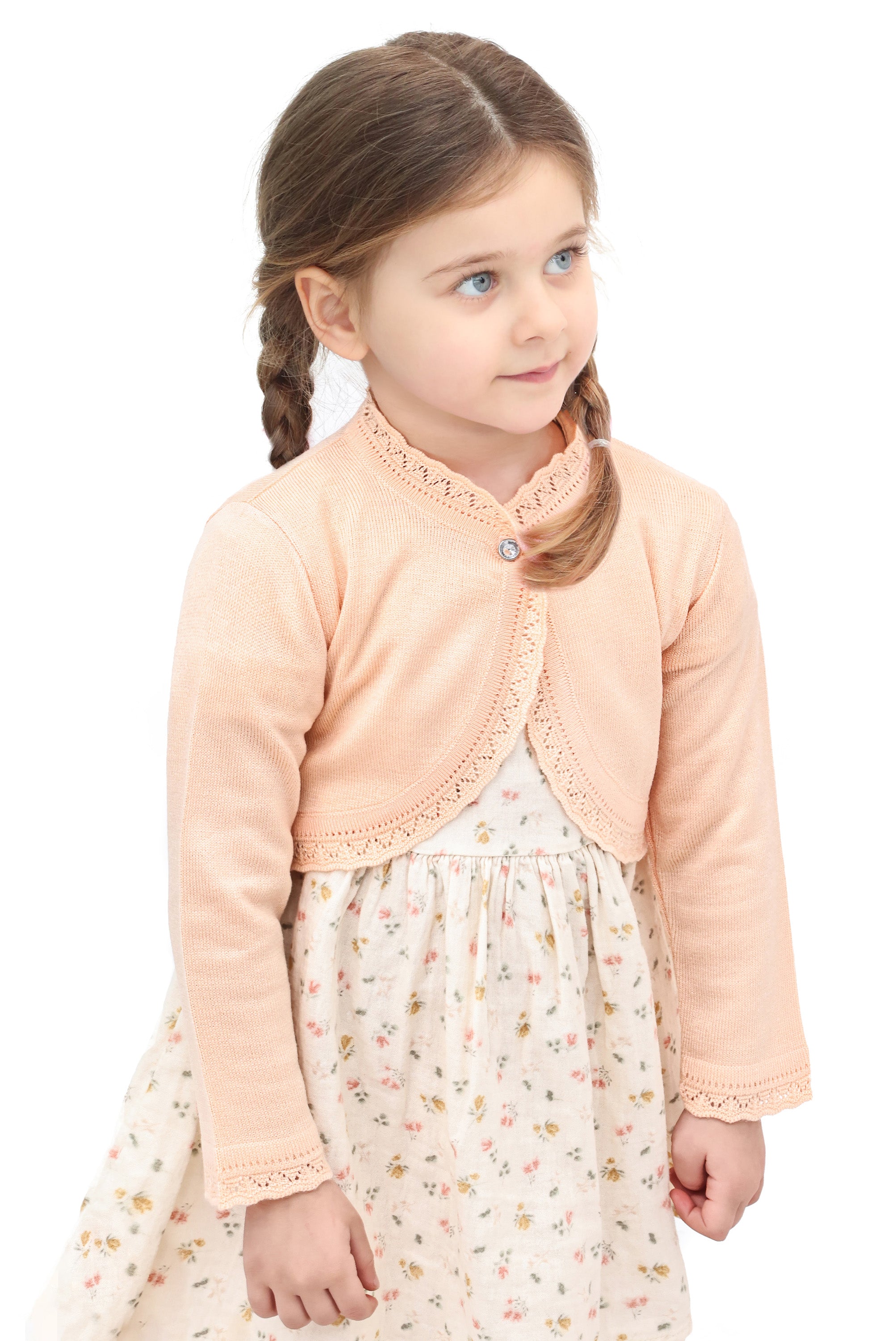 Girls' Bolero Cardigan Shrug Knit Long Sleeve Button Closure LILAX