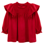 Baby velvet dress with ruffle shouders; perfect for baby girl clothes and Christmas gift ideas  