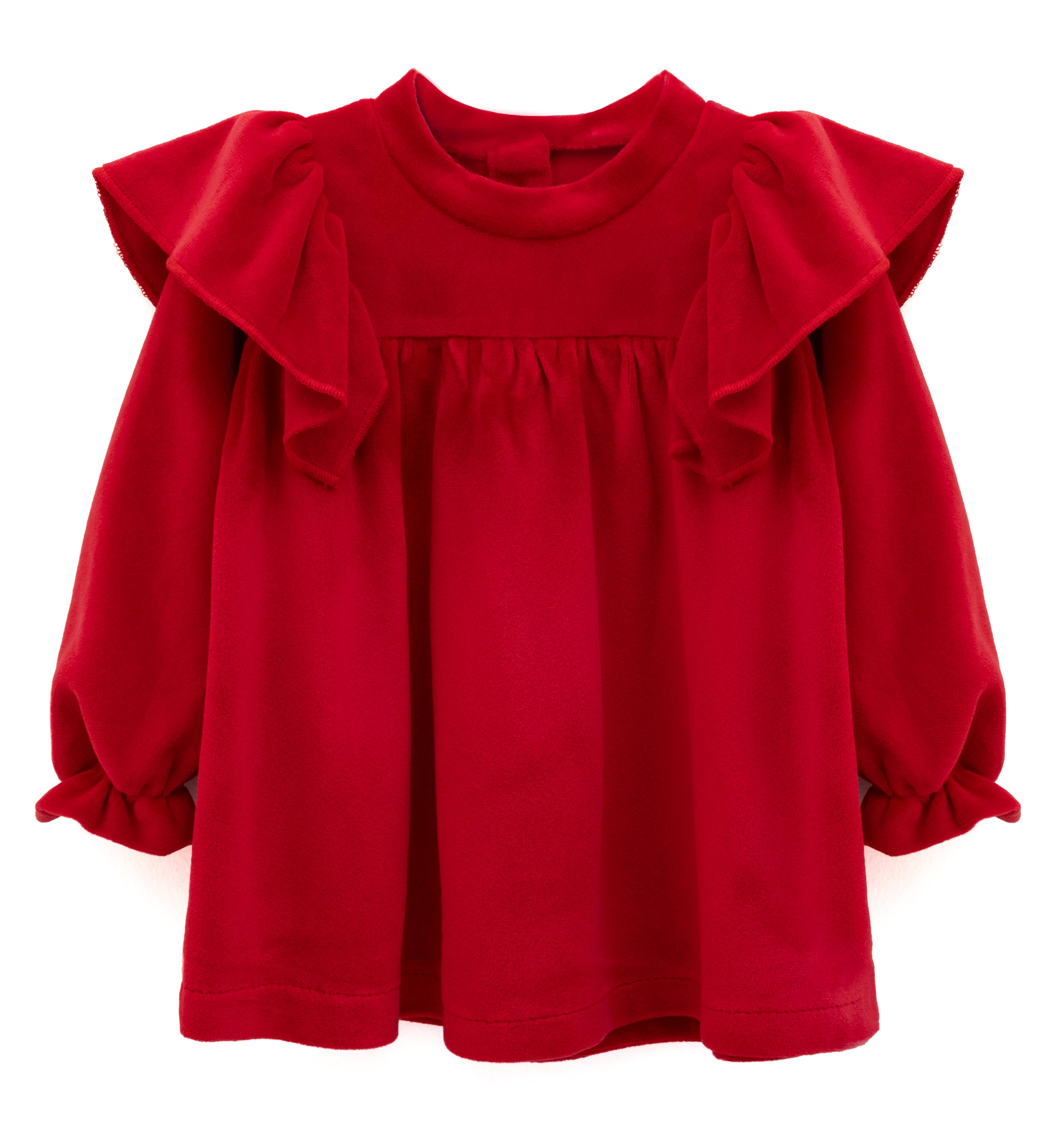 Baby velvet dress with ruffle shouders; perfect for baby girl clothes and Christmas gift ideas  