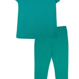 Basic Short Puff Sleeve Cotton T-Shirt and Leggings Set lilax