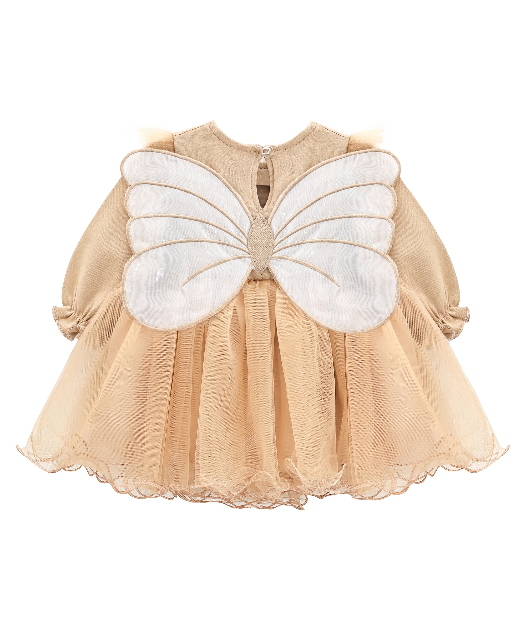 Baby girl tulle-skirt dress with ruffle details; for baby girl clothes & christmas gift ideas