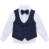 Little & Youth Boys Formal Suit Set Slim Fit Vest, White Dress Shirt, Dress Pants and Bowtie 4 Piece LILAX