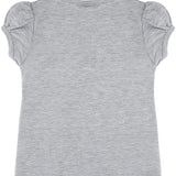 Girls' Basic Cotton T-Shirt  Short Puff Sleeve Crewneck / 11-12 Years LILAX