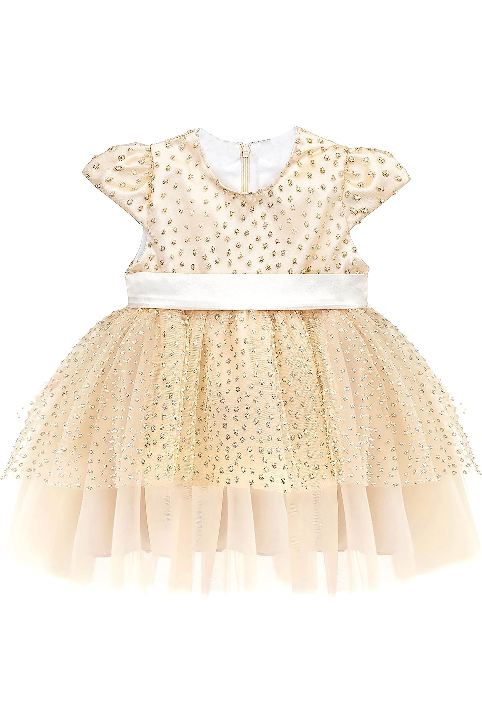 Baby Girls' Sparkly Tulle Dress, Glitter Polka Dots Princess Gown with Matching Headband and Shoes LILAX