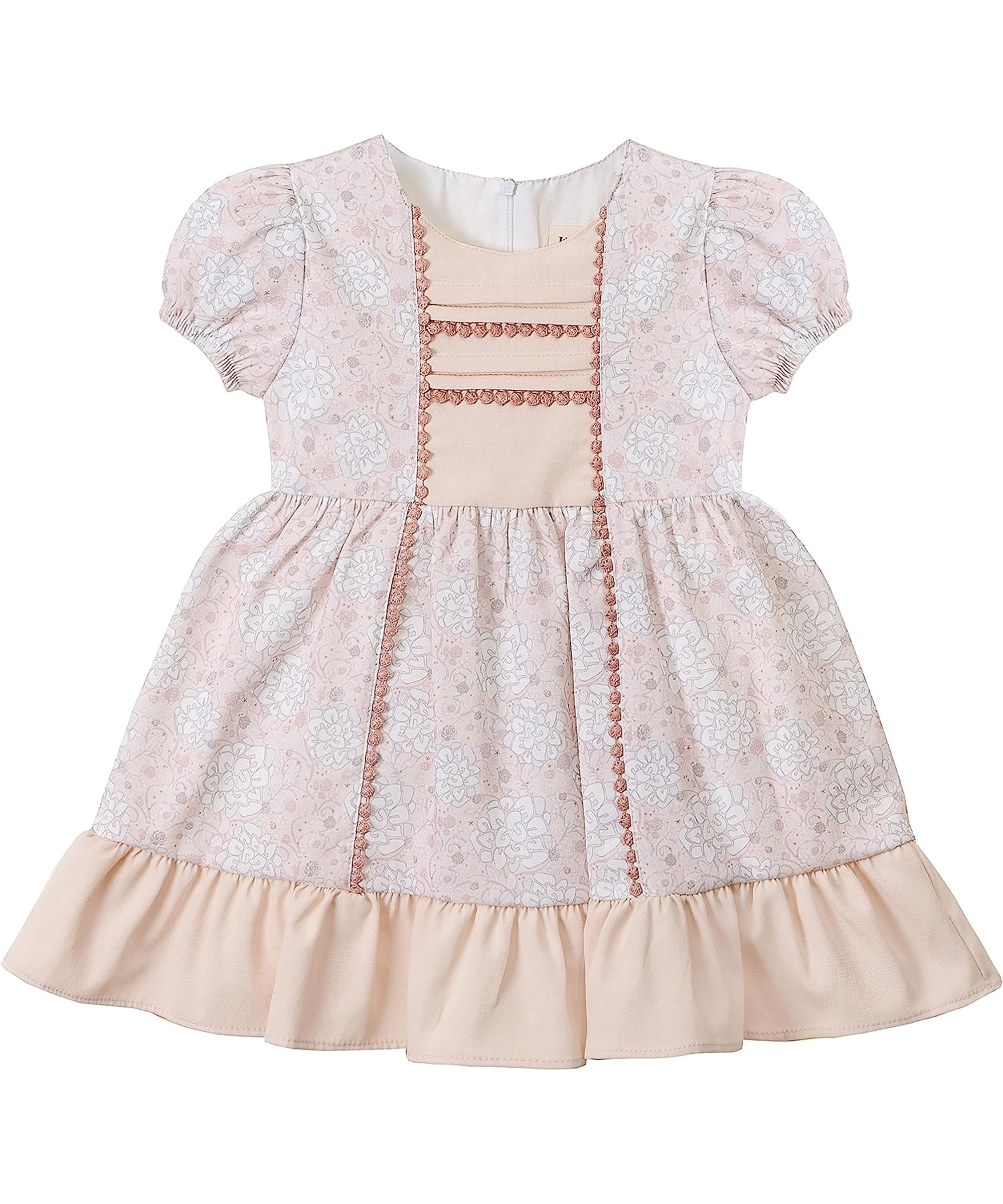 Baby girls layered cotton short sleeve flower designed dress; perfect for baby girl clothes & christmas gift ideas  