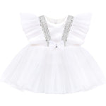 Baby Girls' Sequined Tulle Dress Ruffle Sleeve 3 Piece Gift Set For Newborns LILAX