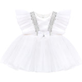 Baby Girls' Sequined Tulle Dress Ruffle Sleeve 3 Piece Gift Set For Newborns LILAX