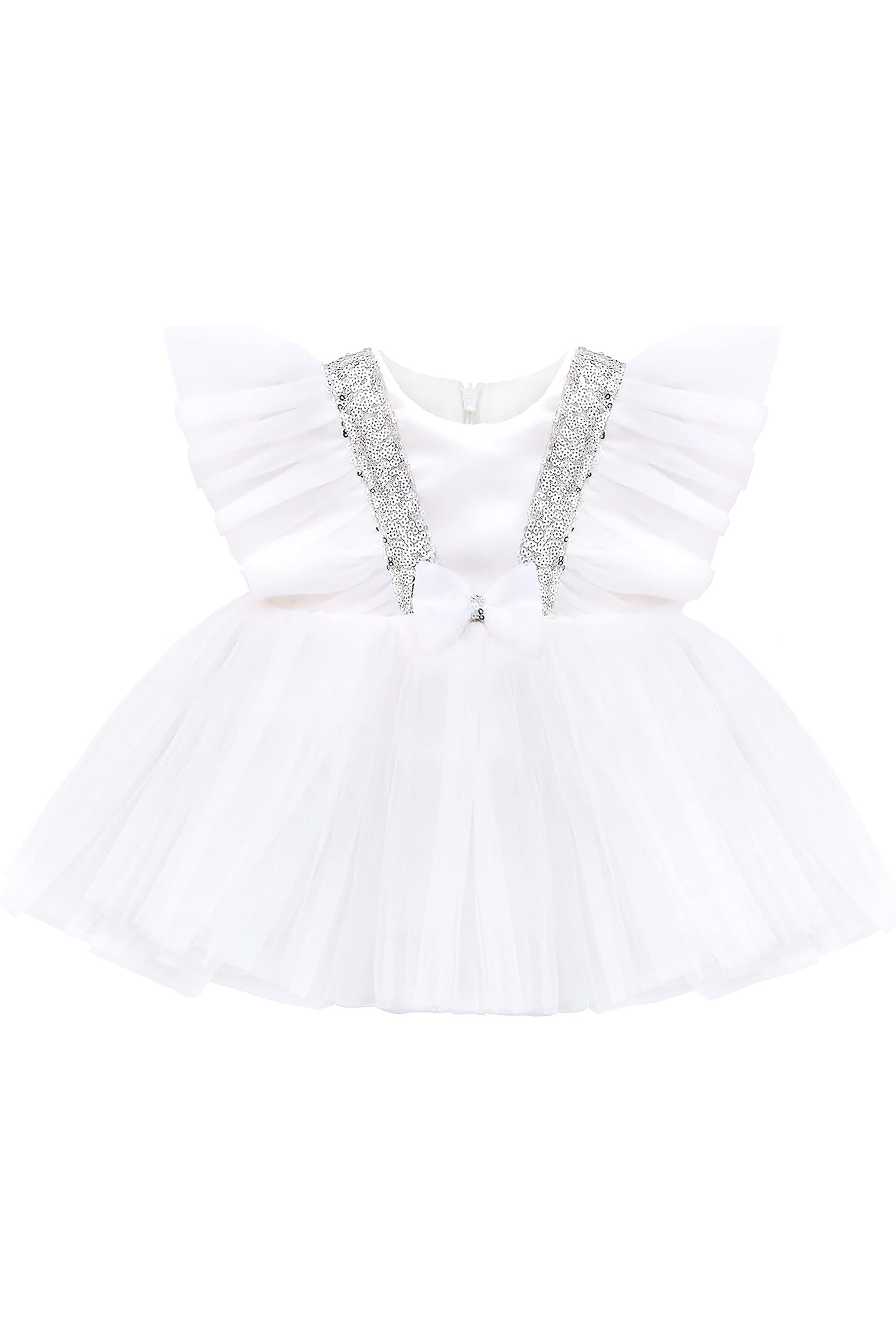 Baby Girls' Sequined Tulle Dress Ruffle Sleeve 3 Piece Gift Set For Newborns LILAX