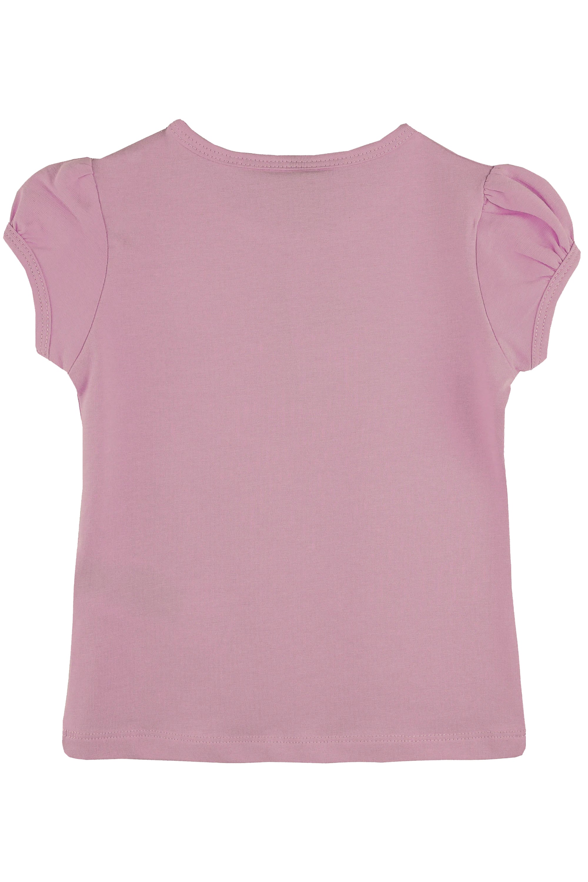 Girls' Basic Cotton T-Shirt  Short Puff Sleeve Crewneck / 11-12 Years LILAX