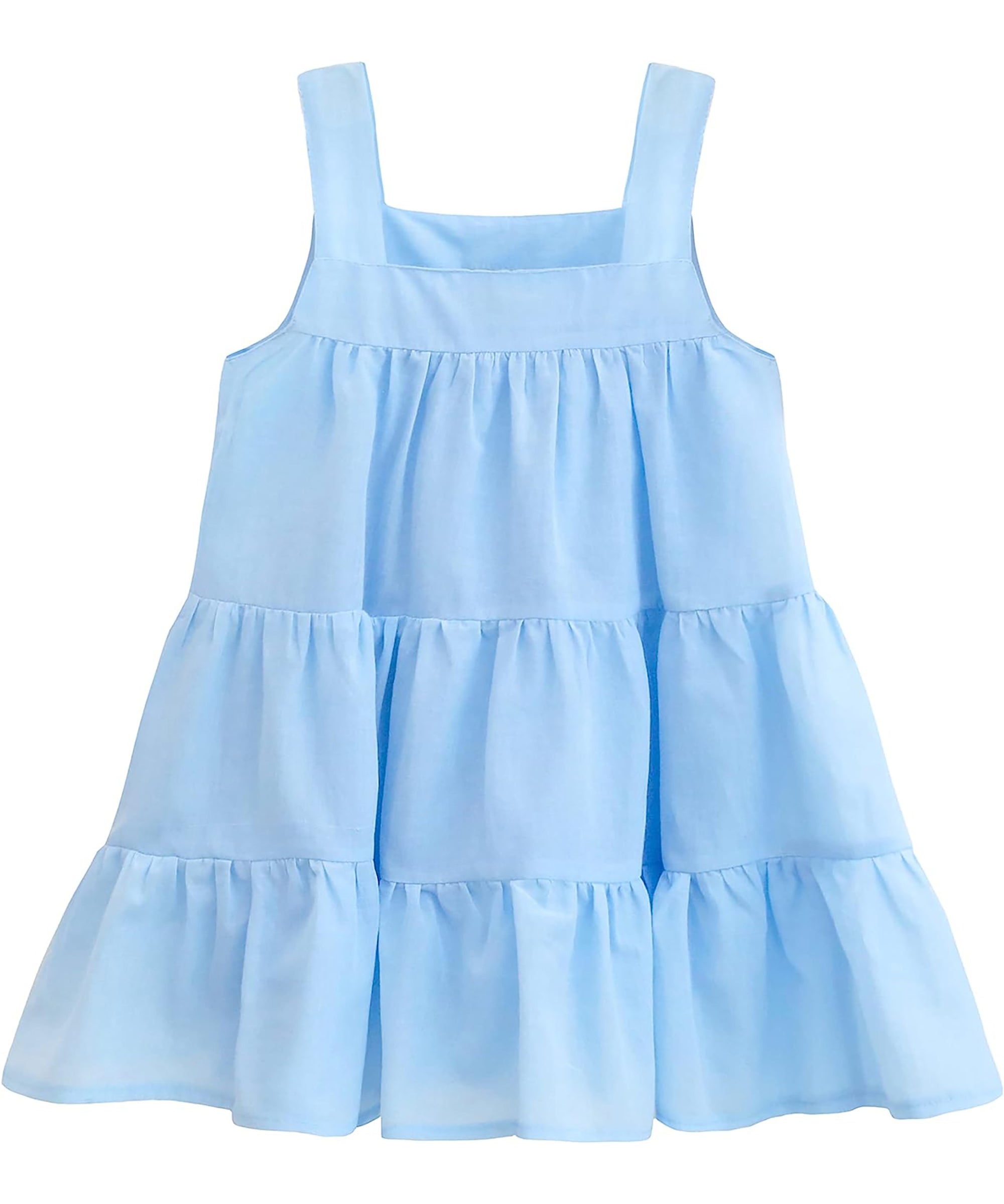 Baby girls layered cotton squareneck dress; perfect for baby girl clothes & christmas gift ideas  