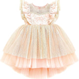 Baby girl dress with tulle skirt and ruffle sleeves; perfect for baby girl clothes & christmas gift ideas