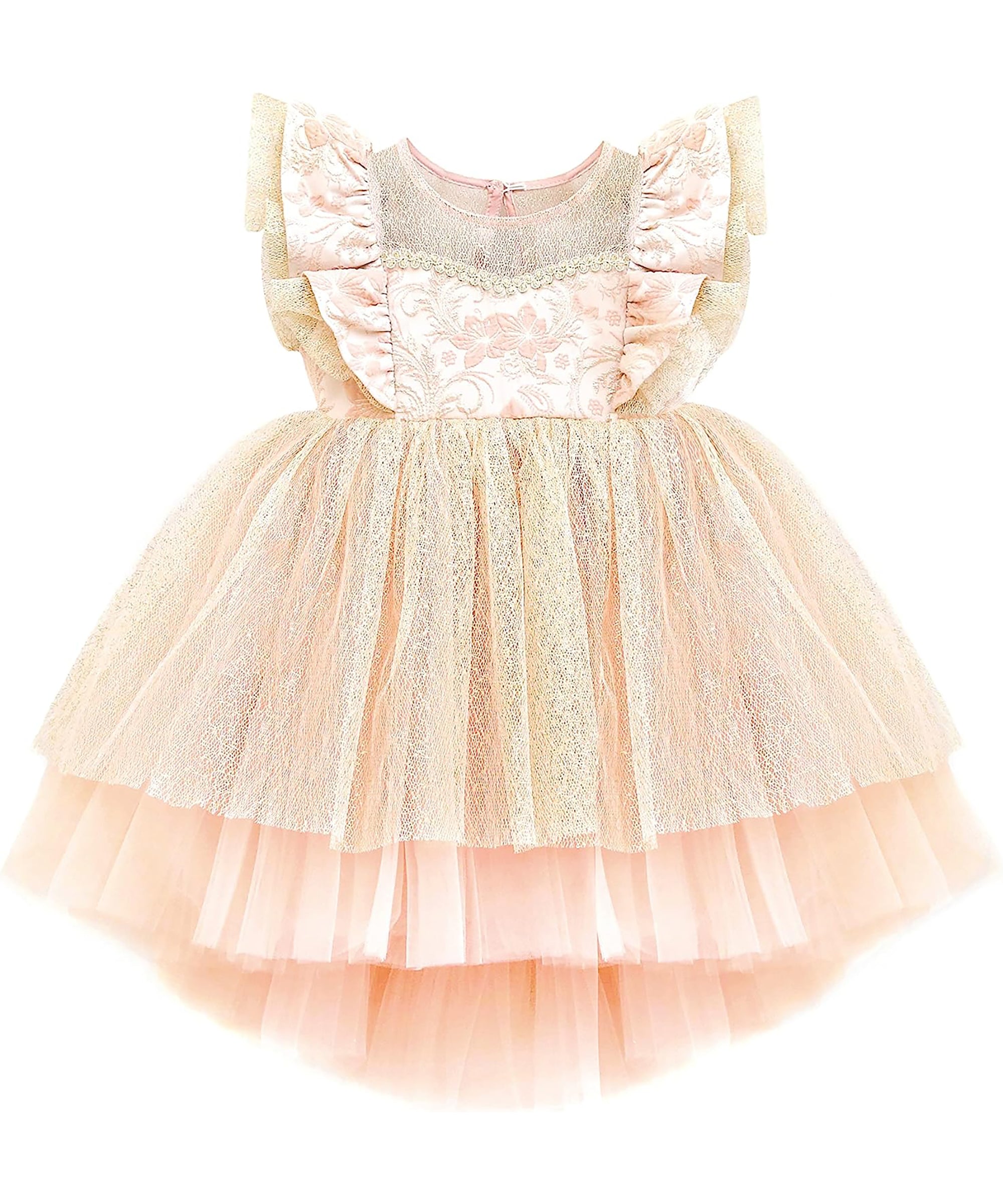 Baby girl dress with tulle skirt and ruffle sleeves; perfect for baby girl clothes & christmas gift ideas