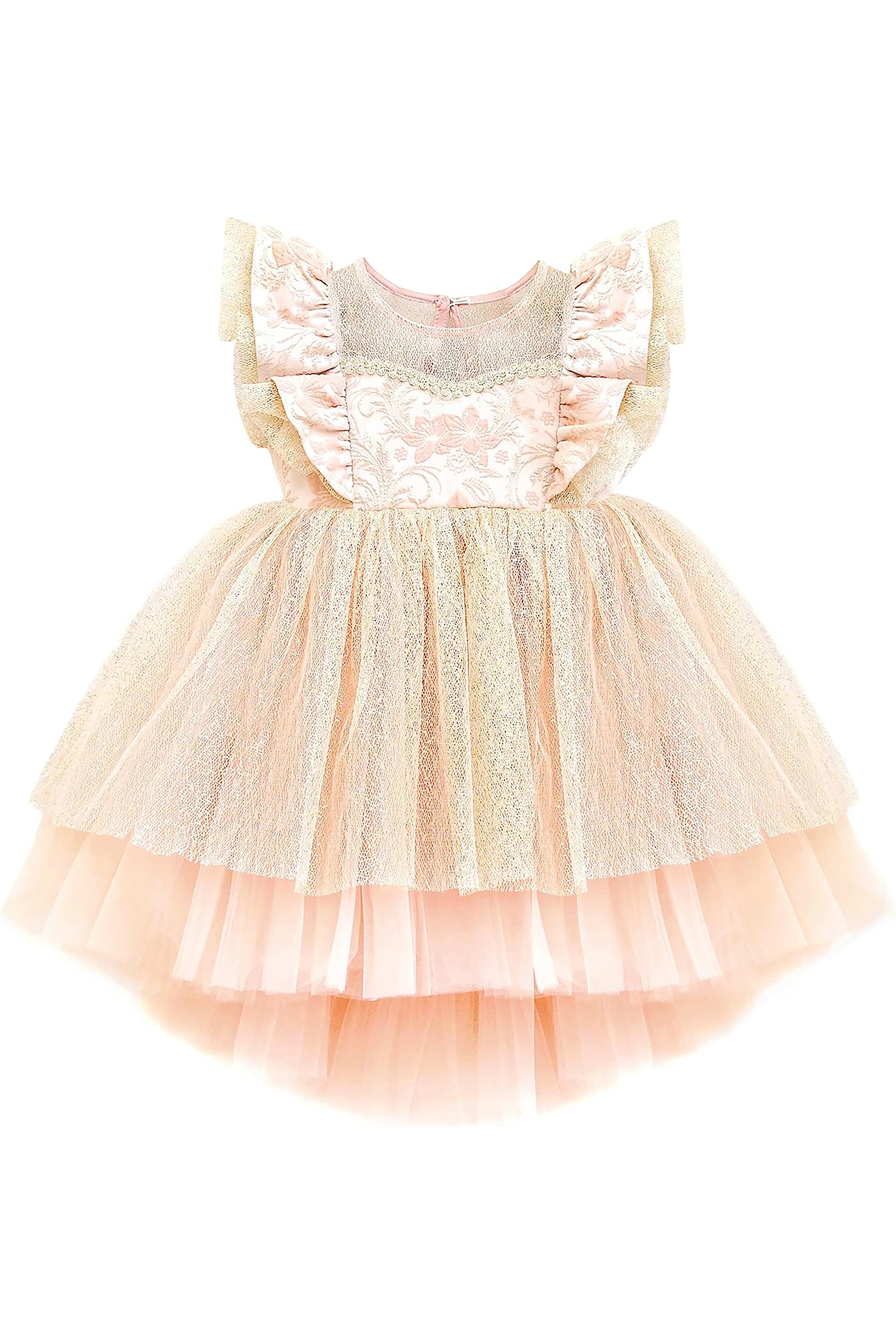 Baby girl dress with tulle skirt and ruffle sleeves; perfect for baby girl clothes & christmas gift ideas