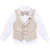 Little & Youth Boys Formal Suit Set Slim Fit Vest, White Dress Shirt, Dress Pants and Bowtie 4 Piece LILAX