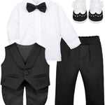 Stylish Infant Tuxedo Outfit with Gentleman Vest for Baby Boys - Complete 4-Piece Set LILAX