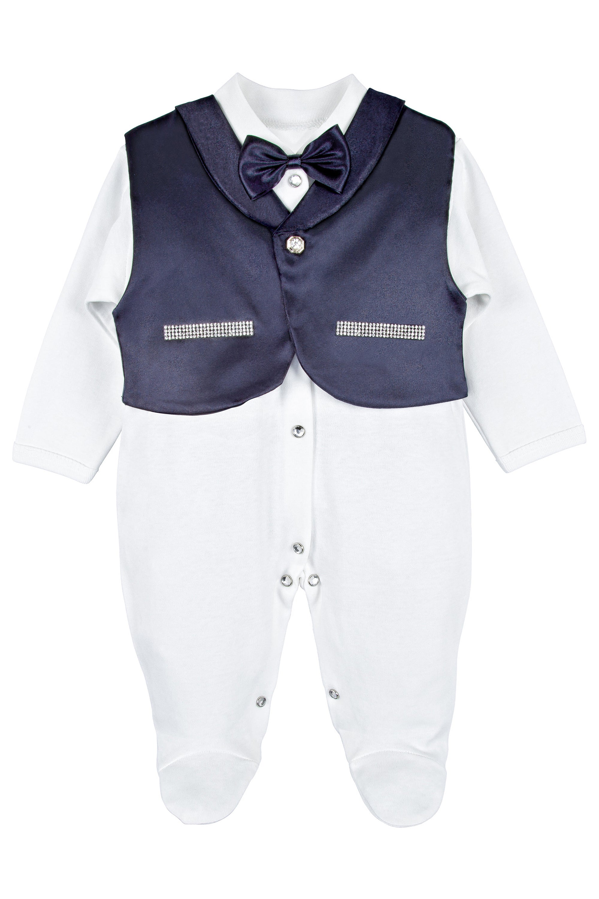 Regal and Handsome: 5-Piece Layette Gift Set with Jeweled Crown Tuxedo for Baby Boys (0-3 Months) LILAX