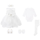 Deluxe 6-Piece Set Embroidered Princess Pageant Dress Gown for Newborn Baby Girl's Christening Baptism LILAX