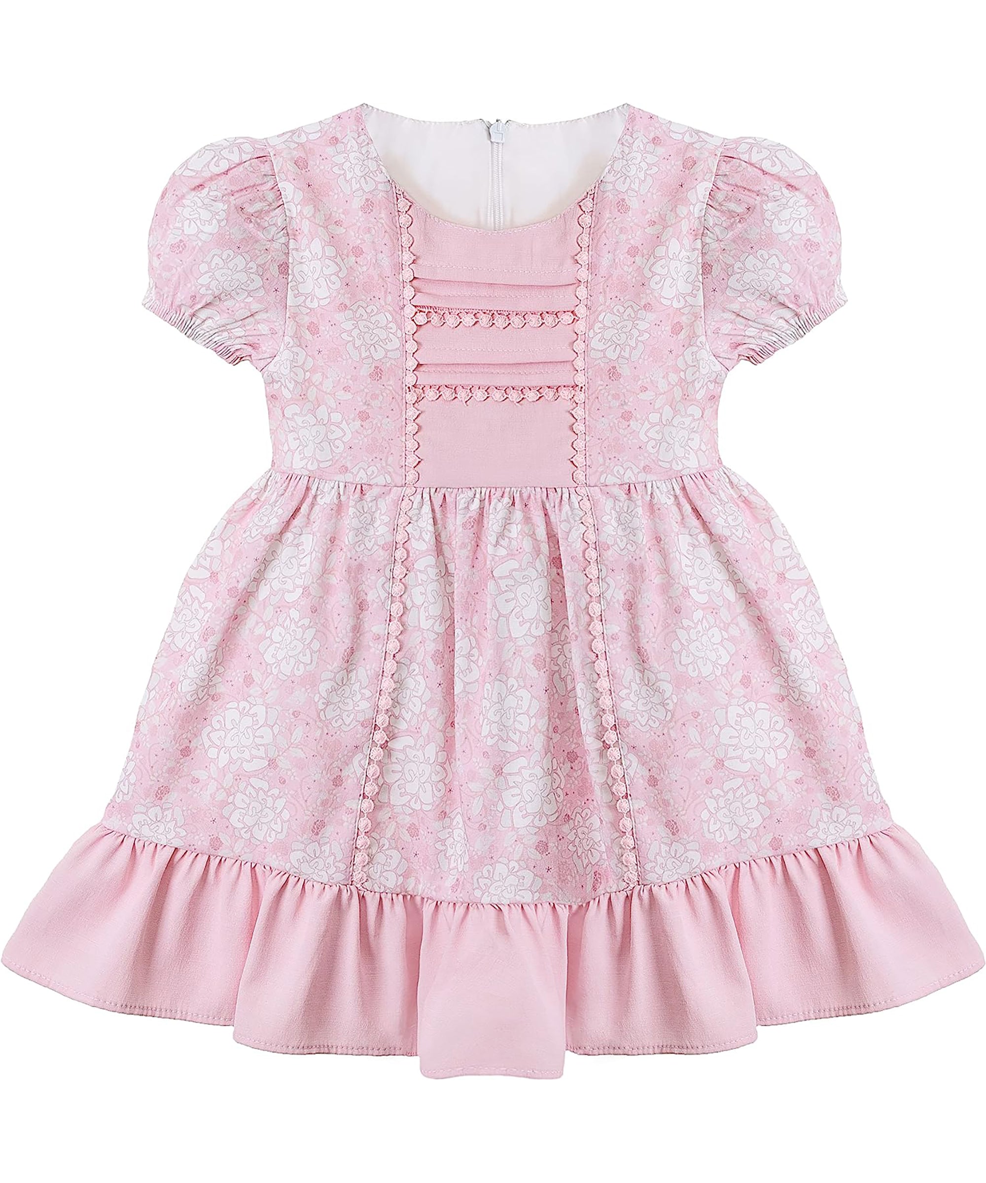 Baby girls layered cotton short sleeve flower designed dress; perfect for baby girl clothes & christmas gift ideas  