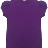 Girls' Basic Cotton T-Shirt  Short Puff Sleeve Crewneck / 11-12 Years LILAX