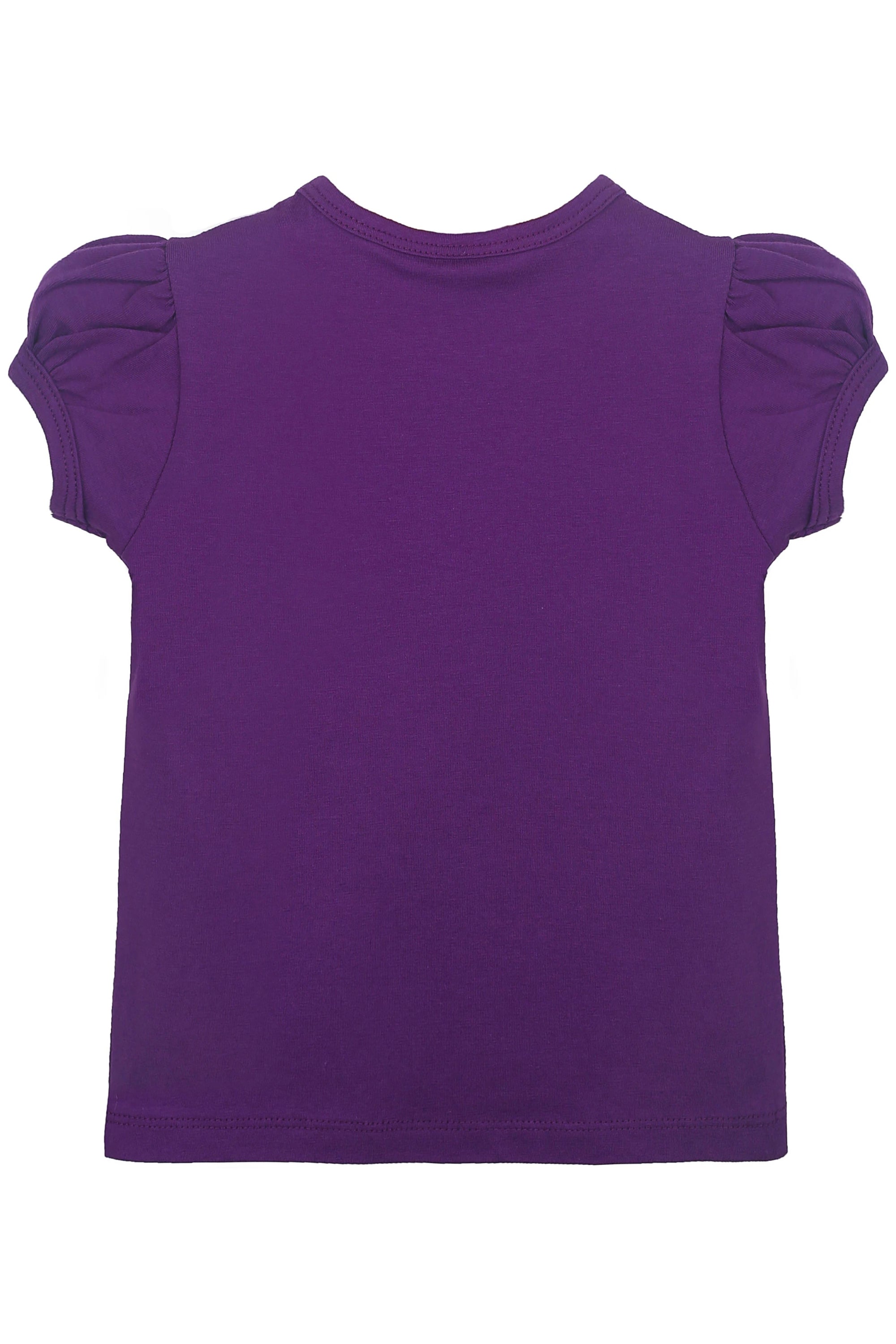 Girls' Basic Cotton T-Shirt  Short Puff Sleeve Crewneck / 11-12 Years LILAX