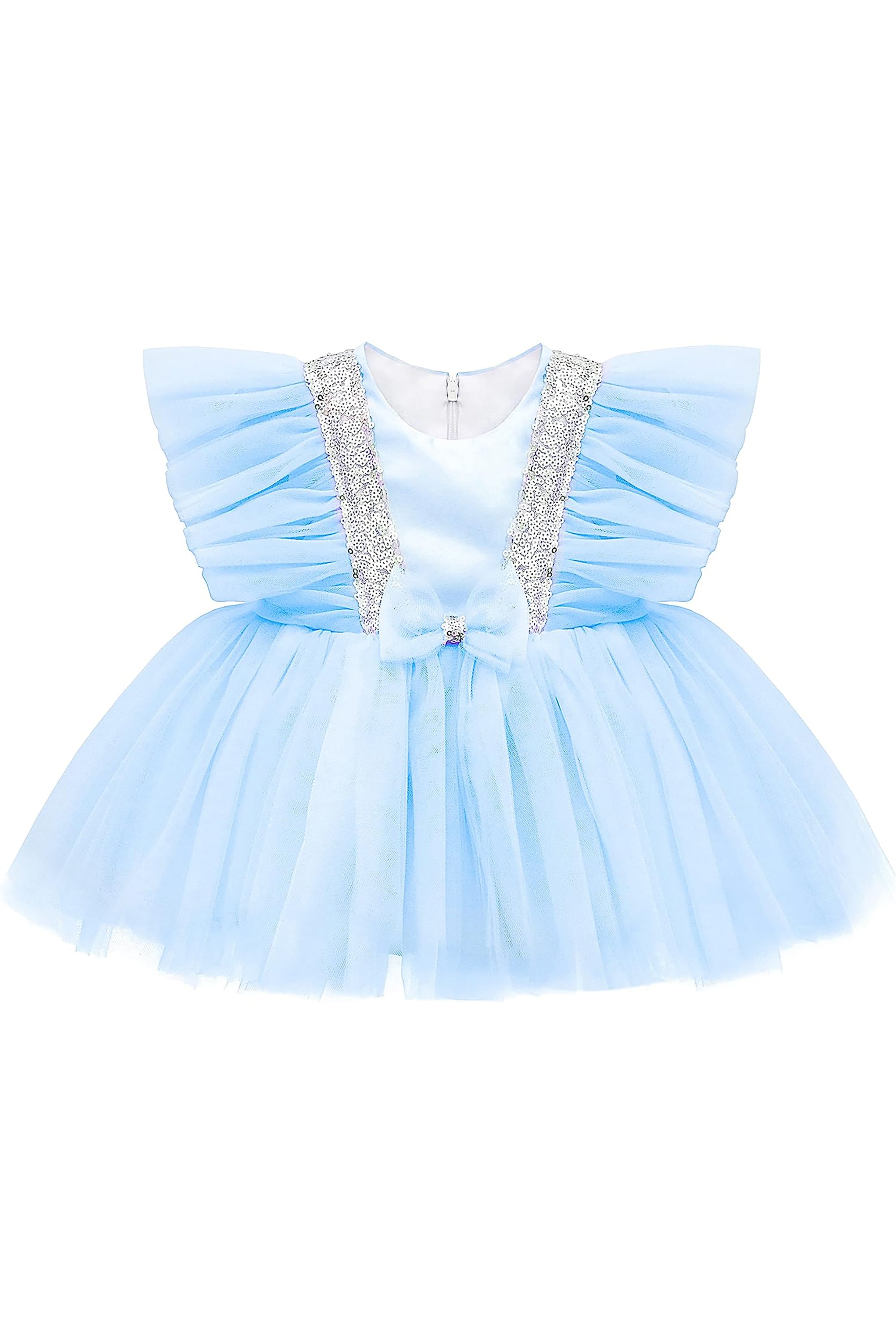 Baby Girls' Sequined Tulle Dress Ruffle Sleeve 3 Piece Gift Set For Newborns LILAX