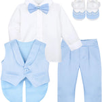 Stylish Infant Tuxedo Outfit with Gentleman Vest for Baby Boys - Complete 4-Piece Set LILAX